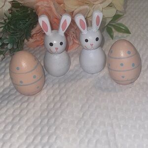 Easter Bunny and Egg Figurines